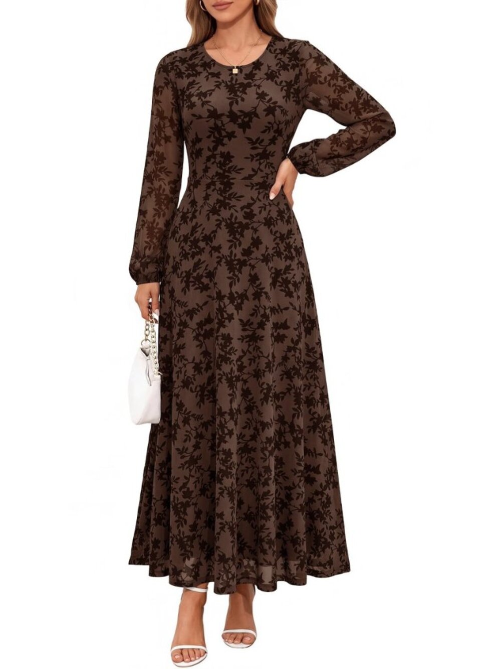 Fall Wedding Guest Dress for Women Formal Floral Maxi Dresses